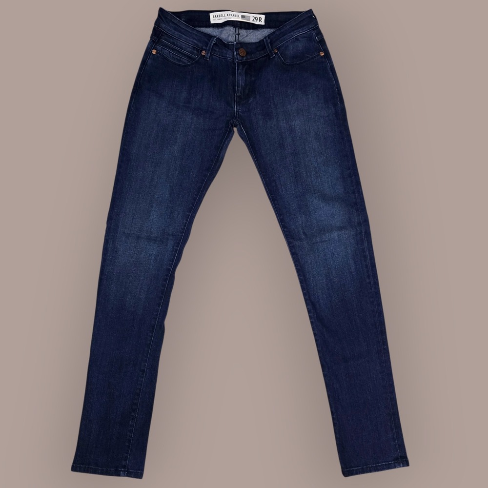 Barbell Apparel Womens 29 R Athletic Cut Jeans  Dark Wash Stretch Denim NWOT